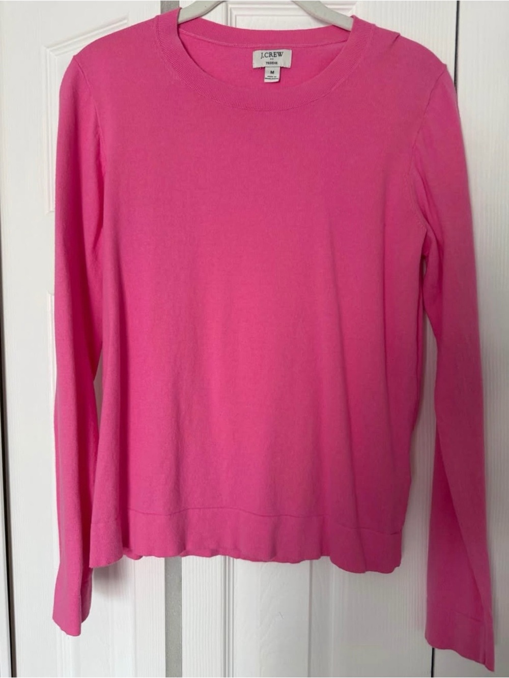 J. Crew Hot Pink Long-Sleeve Crewneck Top